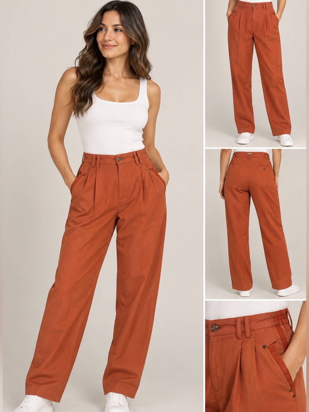 Jamie Sadock Women’s Size 6 Rust Orange Pleated Straight Leg Pants